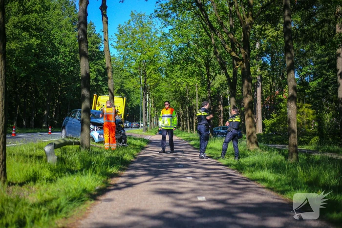 Personenauto belandt op boom