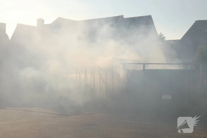 Schuur en conifeer verwoest door brand