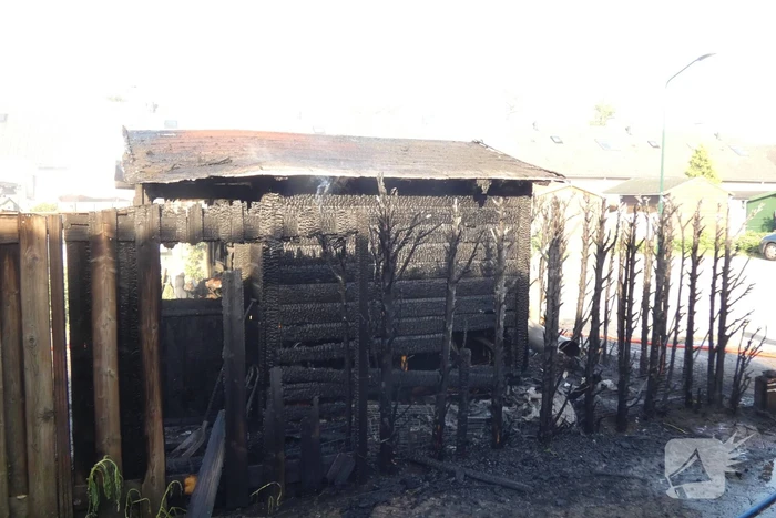 Schuur en conifeer verwoest door brand