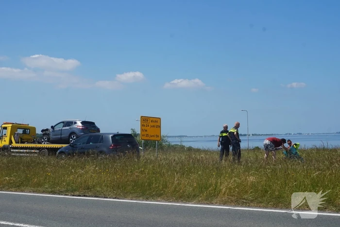 Ongeval tussen personenauto en caravan