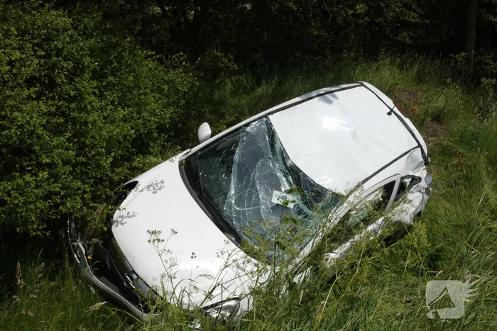 Automobilist rolt van talud af