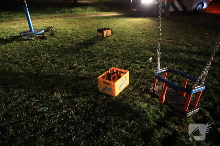 Mobiele Eenheid veegt park in Corlaer