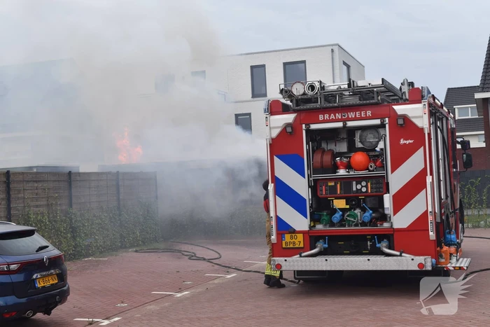 Uitslaande brand in tuinhuis van woning