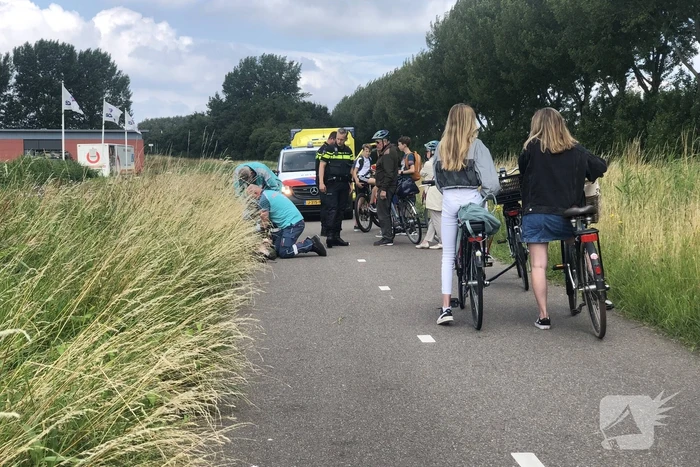 Fietser gaat onderuit bij inhaalactie