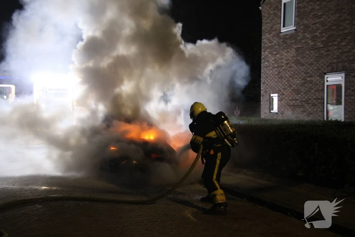Vlammen sloegen uit geparkeerde auto