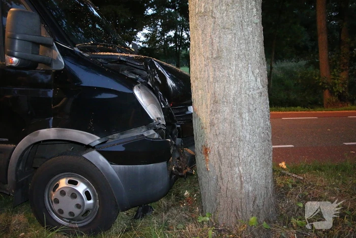 Bestelbus kom tegen boom tot stilstand