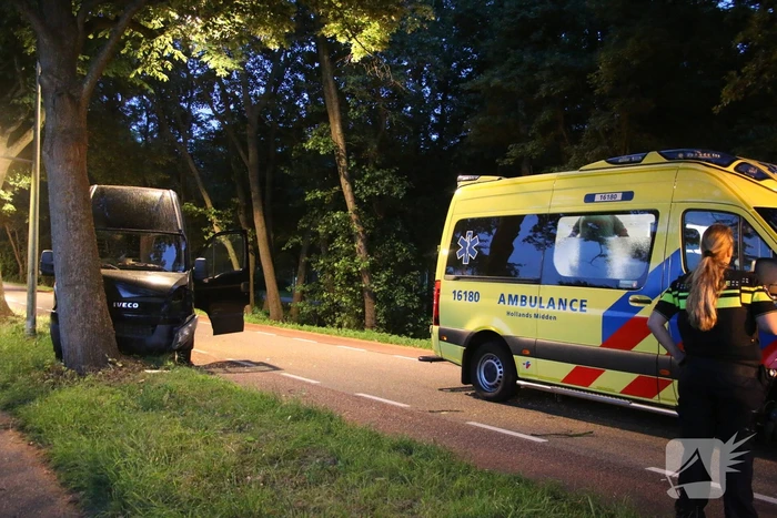 Bestelbus kom tegen boom tot stilstand