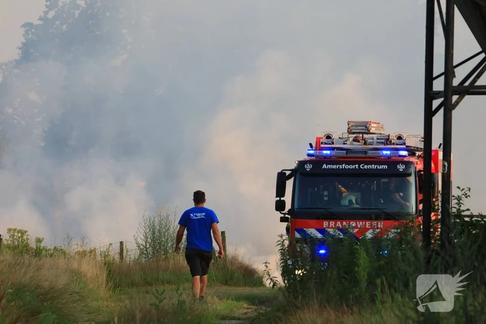 Enorme rookwolken door brand in gemaaid gras