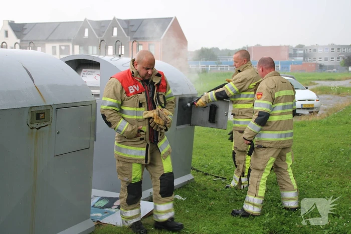 Veel rookontwikkeling door brand in container