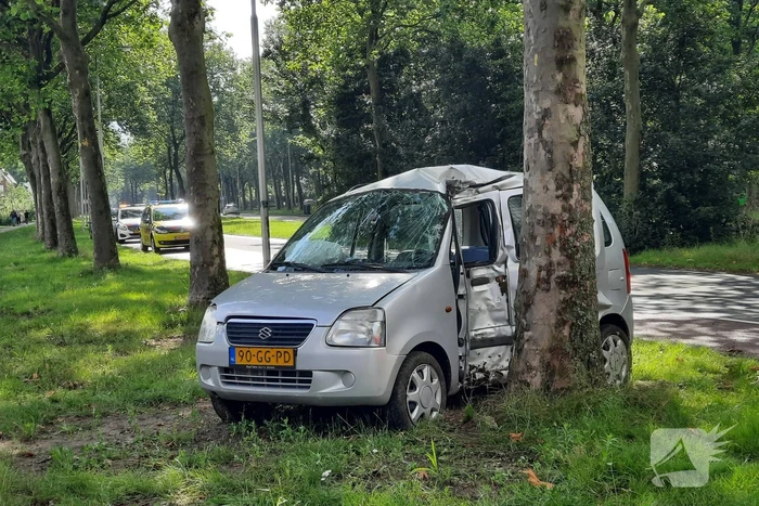 Automobilist rijdt tegen boom