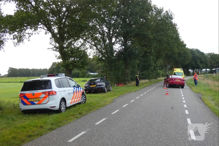 Auto in de kreukels na flinke klap tegen boom