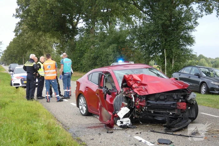 Auto in de kreukels na flinke klap tegen boom
