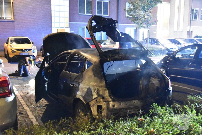 Geparkeerd staande auto verwoest door brand
