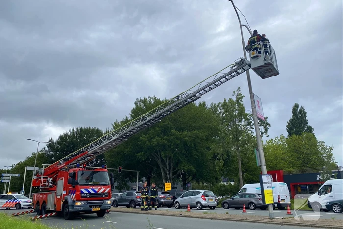 Auto rijdt tegen lantarenpaal aan