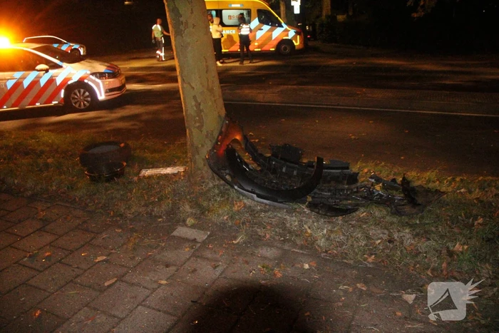 Bestuurder gewond door botsing tegen boom