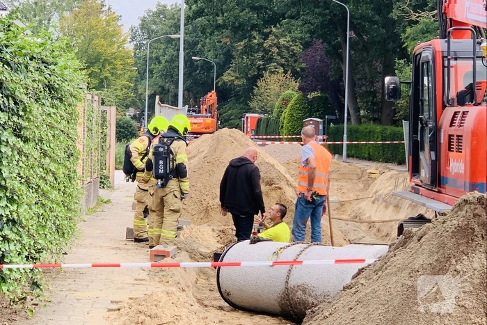 Gasleiding geraakt bij aanleg van riolering