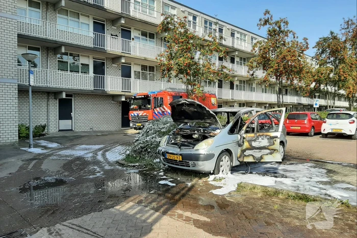 Geparkeerde auto compleet verwoest door brand