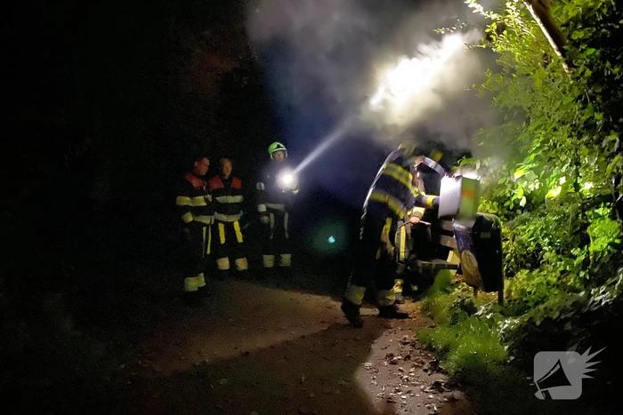 Brand in prullenbak met poederblusser geblust