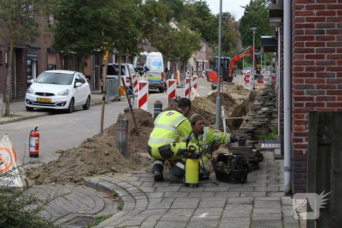 Gasleiding geraakt bij graafwerkzaamheden