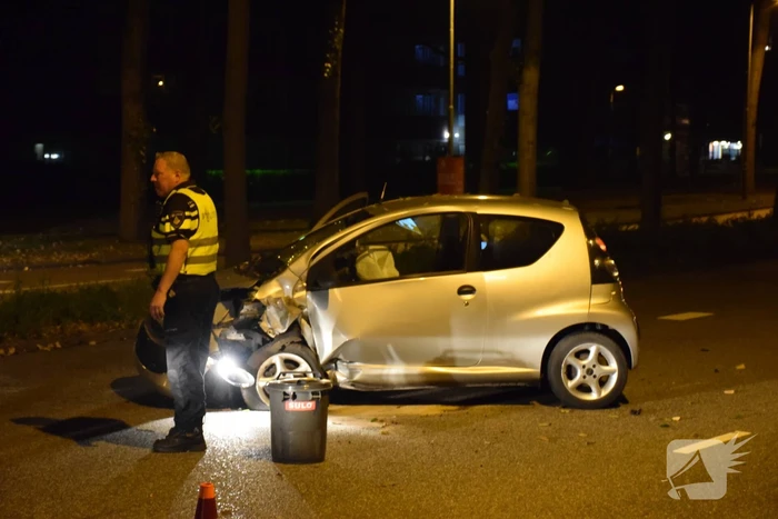 Personenauto belandt tegen boom