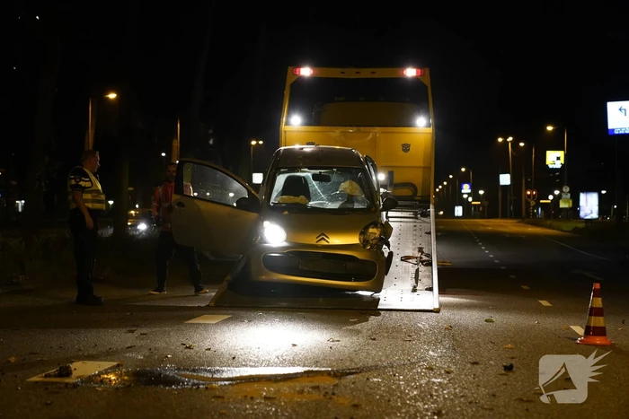 Personenauto belandt tegen boom