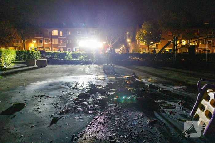 Folders in brand op speeltuin
