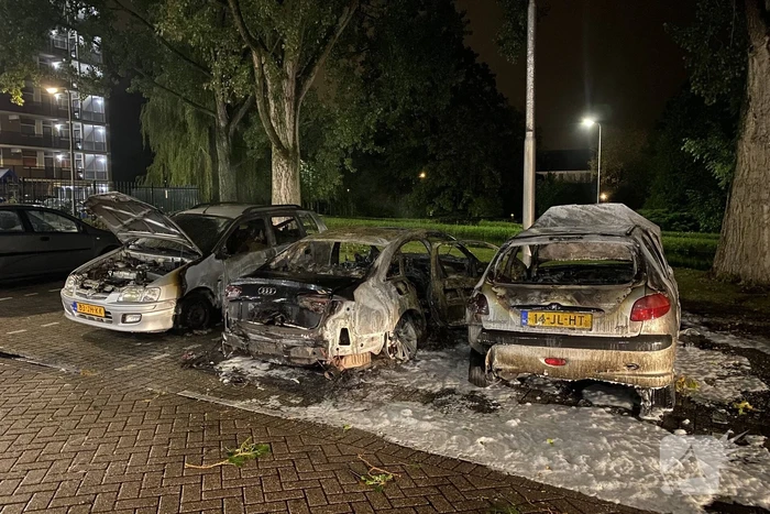 Drie auto's verwoest door brand