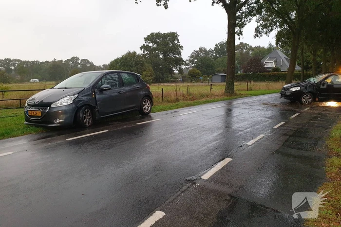 Auto knalt tegen boom en auto