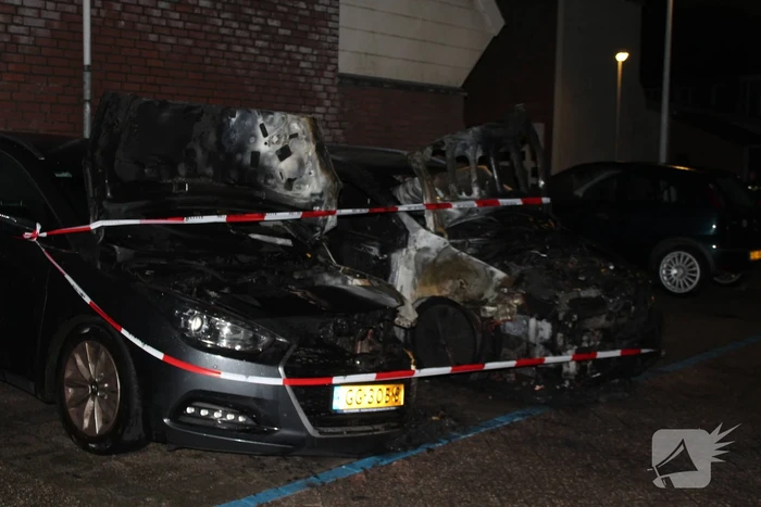 Twee auto's verwoest door brand