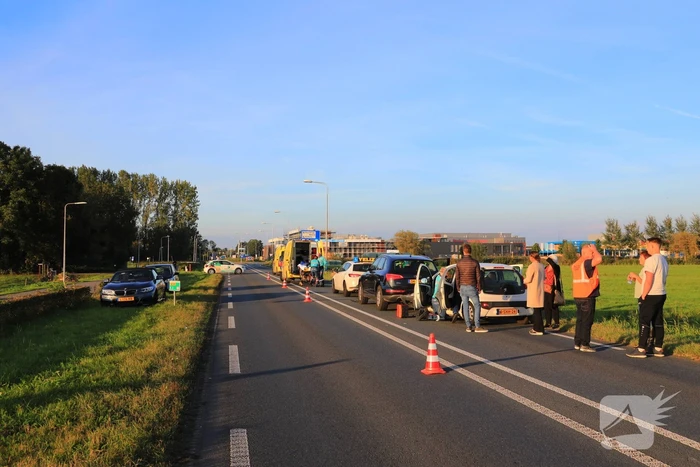 Kop-staartbotsing met lesauto