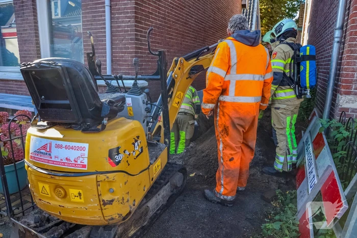 Lekkage in gasleiding bij graafwerkzaamheden
