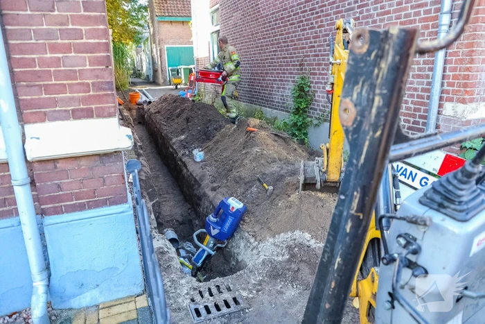 Lekkage in gasleiding bij graafwerkzaamheden