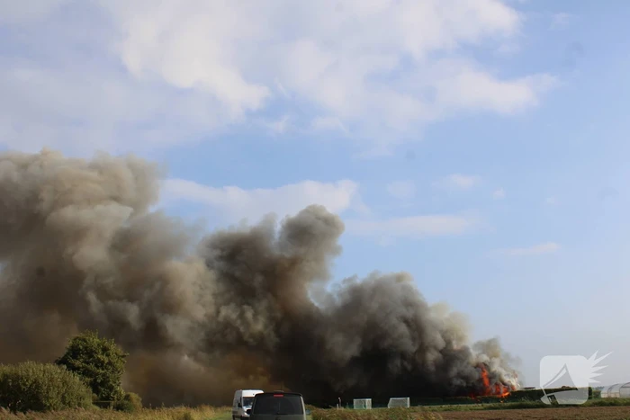 Dikke zwarte rookwolken bij grote brand in kassencomplex