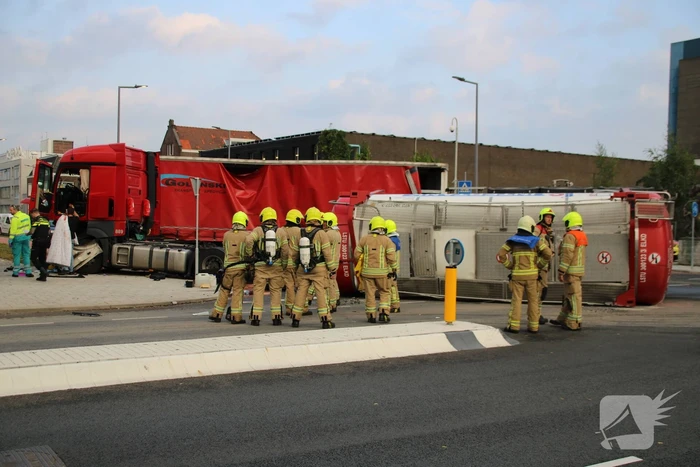 Grote brandweerinzet door ongeval tussen vrachtwagen en tankwagen