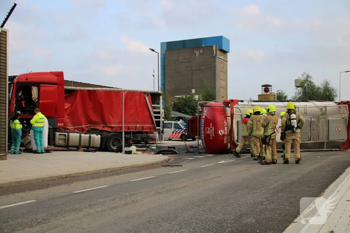 Grote brandweerinzet door ongeval tussen vrachtwagen en tankwagen