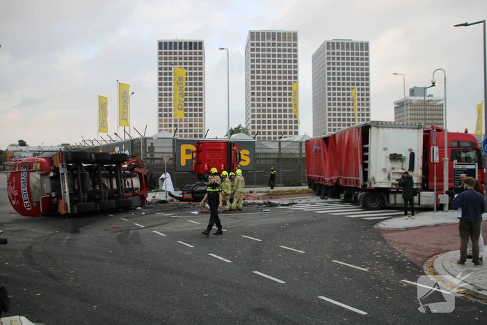 Grote brandweerinzet door ongeval tussen vrachtwagen en tankwagen