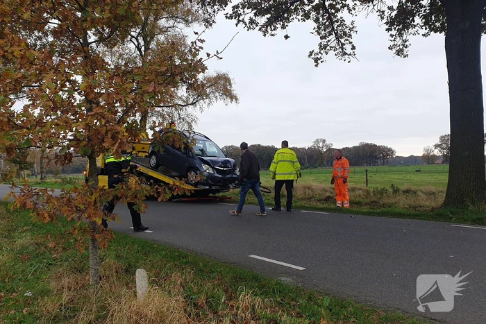 Auto botst frontaal tegen boom