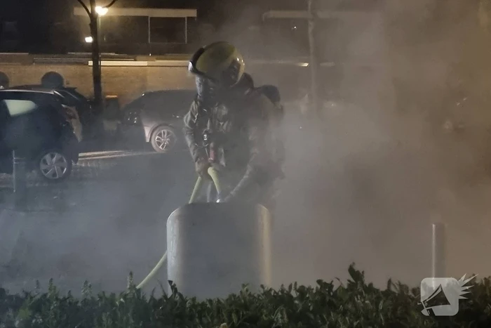 Veel rookontwikkeling door brand in container