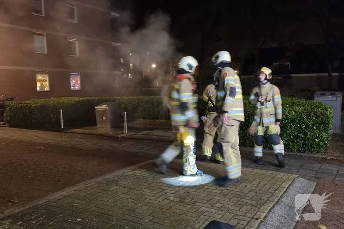 Veel rookontwikkeling door brand in container