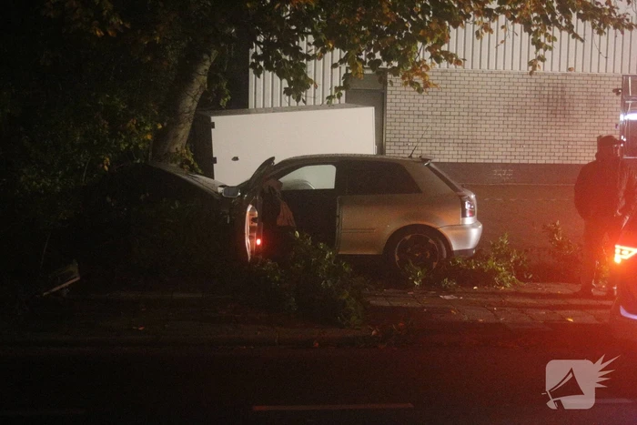 Personenauto botst tegen lantaarnpaal