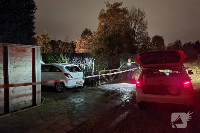 Veel schade aan auto en coniferenhaag na brand