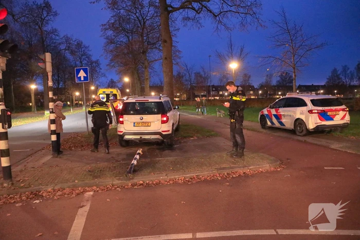 Automobilist rijdt paal omver en botst tegen boom