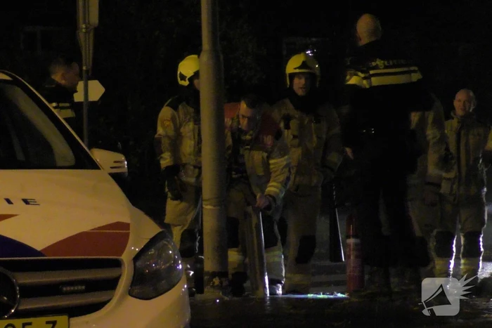 Lantaarnpaal in brand