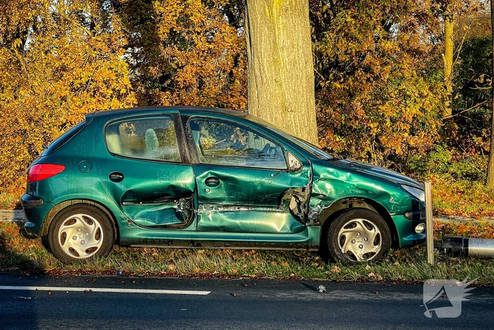 Automobilist rijdt lantaarnpaal uit de grond na botsing