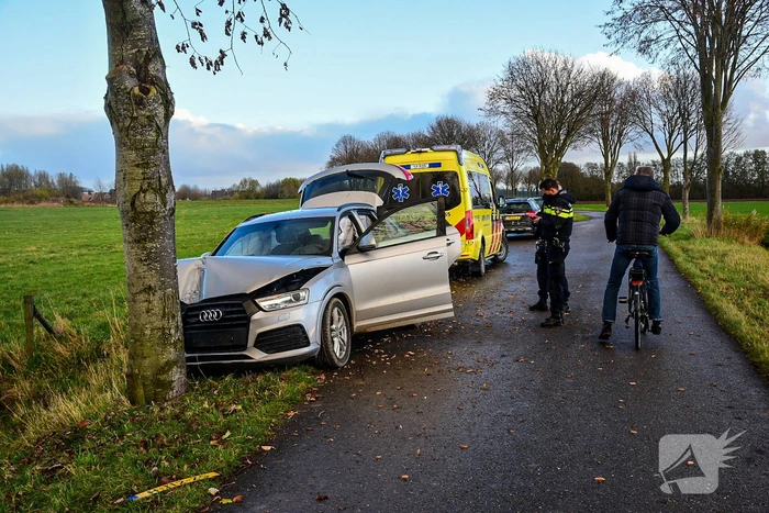 Automobilist botst met voertuig op boom
