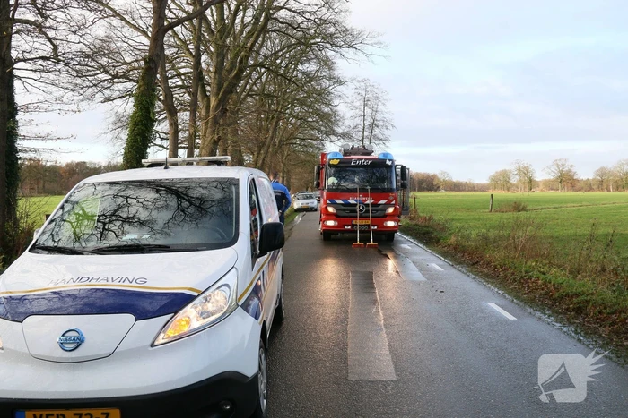 Omgewaaide boom verspert weg