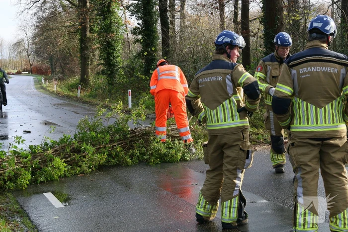 Omgewaaide boom verspert weg