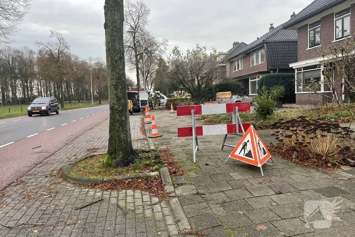 Gasleiding geraakt tijdens werkzaamheden