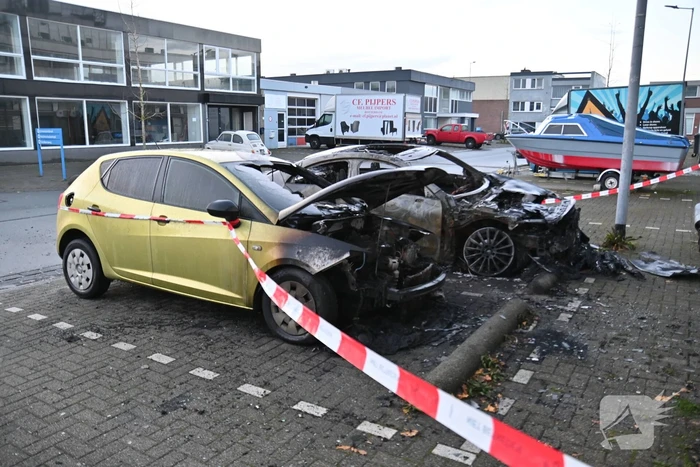 Twee auto's verwoest bij flinke brand