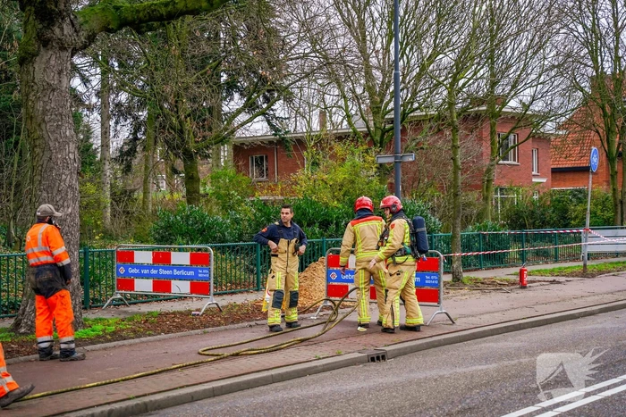 Gasleiding geraakt bij graafwerkzaamheden